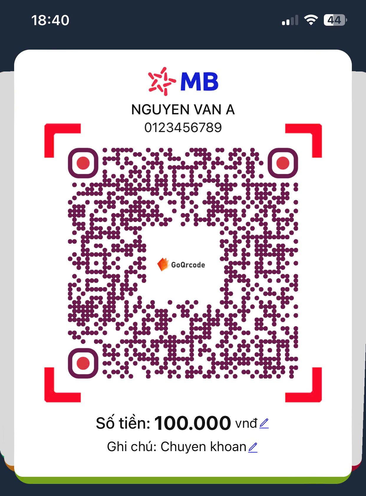 mã Qr hoàn chỉnh sau khi taọ mã thành công
