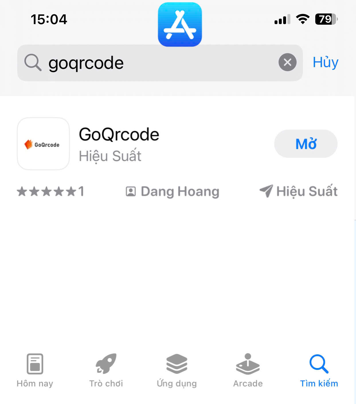 “Giao diện tải ứng dụng GoQRcode trên điện thoại”.