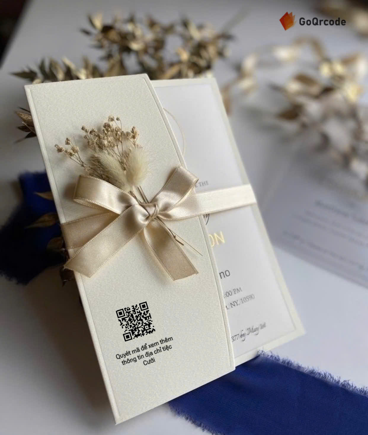 Hình ảnh mã QR trên thiệp mời cưới